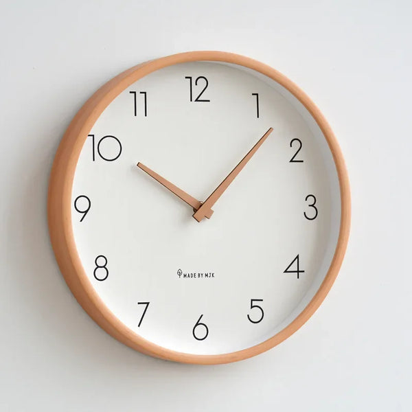 Minimalist Wooden Numbers Wall Clock - Dark & Light Wood - 25cm, 30cm