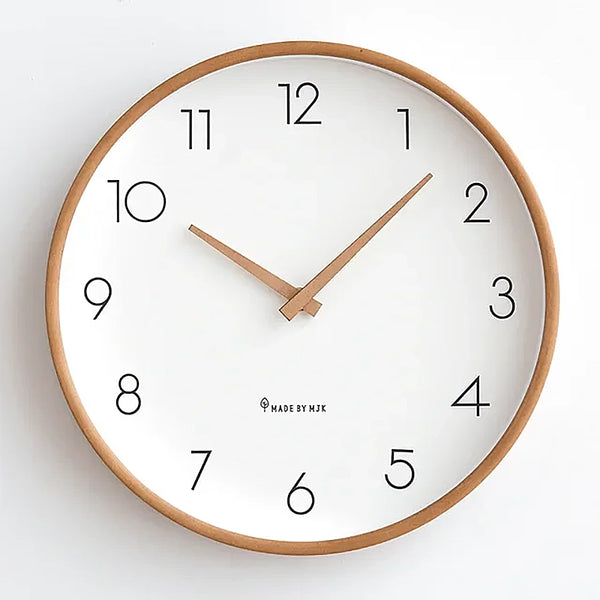 Minimalist Wooden Numbers Wall Clock - Dark & Light Wood - 25cm, 30cm