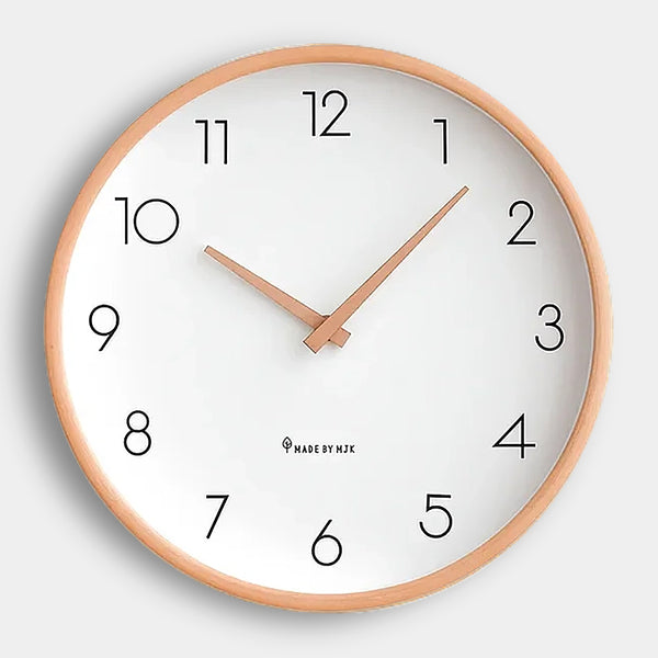 Minimalist Wooden Numbers Wall Clock - Dark & Light Wood - 25cm, 30cm