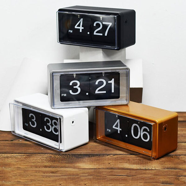 Modern Retro Table Flip Clocks - Gold, Silver, Black & White