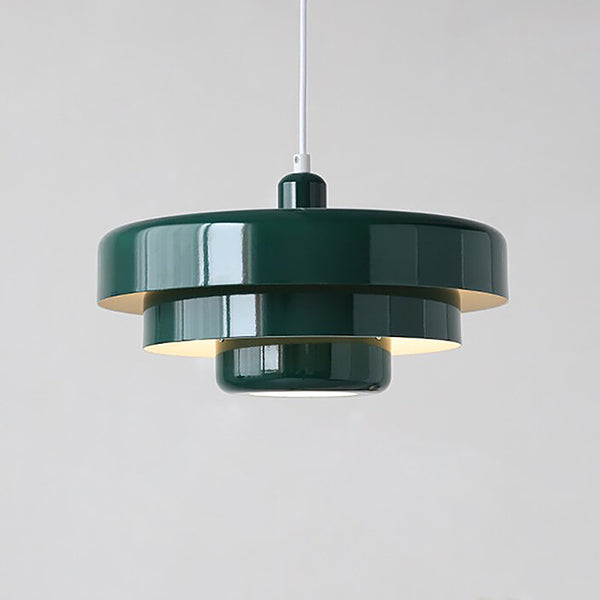 Mid Century Modern Tiered Pendant Lights - Orange, Green & White