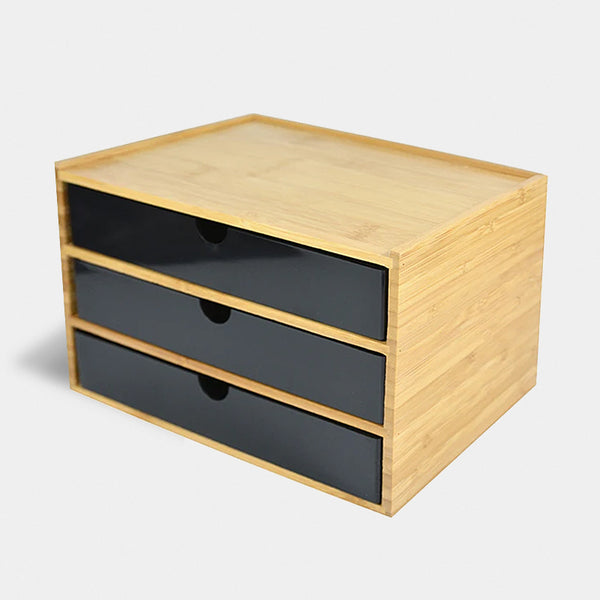 Wooden Desk Organiser Drawers - White & Black - 1, 2 & 3 Drawers