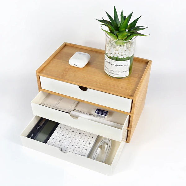 Wooden Desk Organiser Drawers - White & Black - 1, 2 & 3 Drawers