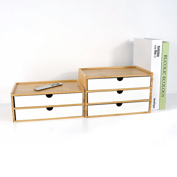 Wooden Desk Organiser Drawers - White & Black - 1, 2 & 3 Drawers