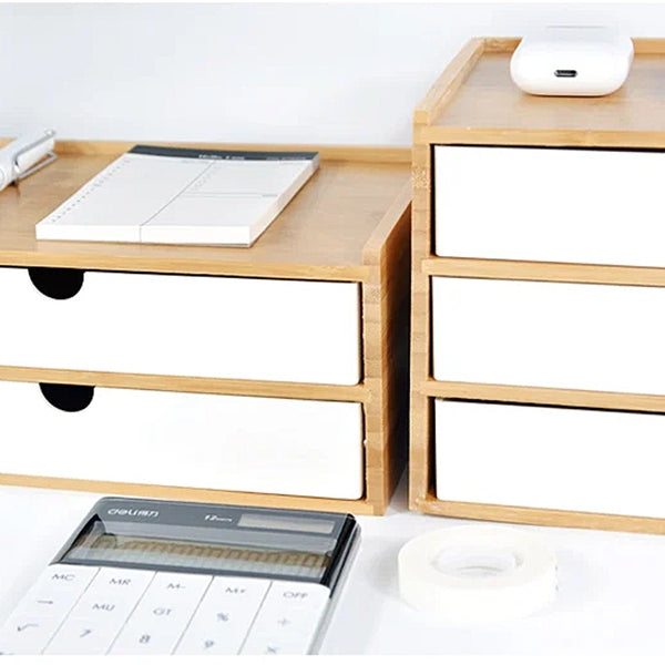Wooden Desk Organiser Drawers - White & Black - 1, 2 & 3 Drawers
