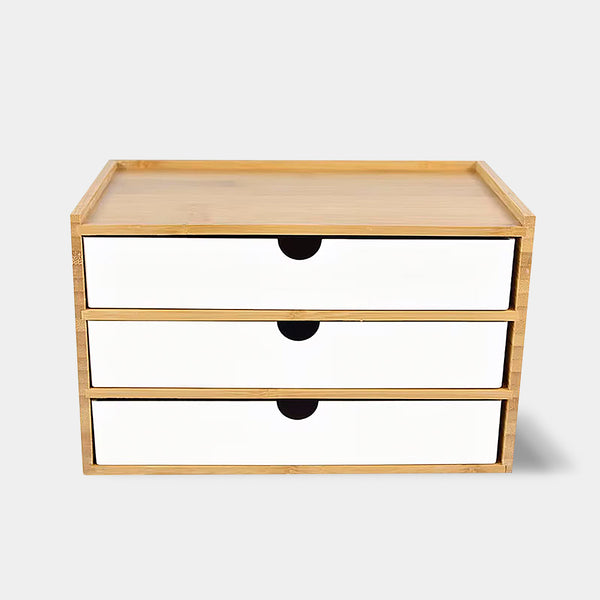 Wooden Desk Organiser Drawers - White & Black - 1, 2 & 3 Drawers