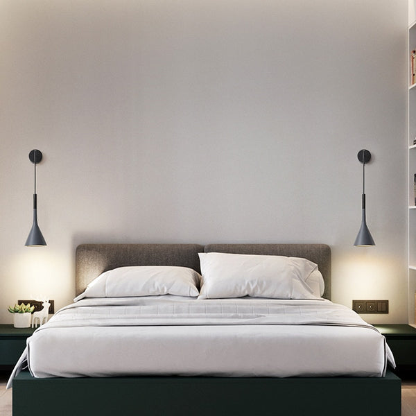 Contemporary bedside hanging pendant wall lights - Black, White, Grey