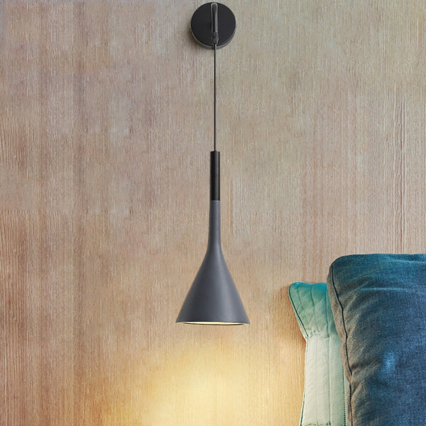 Contemporary bedside hanging pendant wall lights - Black, White, Grey