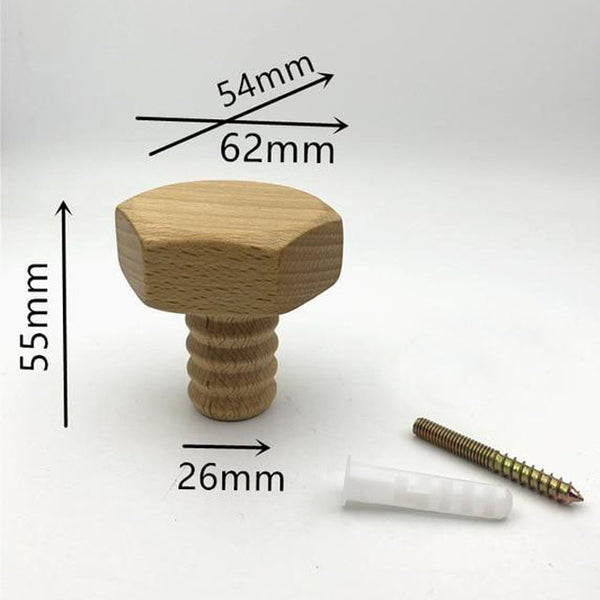 Modern woooden screw and bolt fun wall hooks - walnut, beech