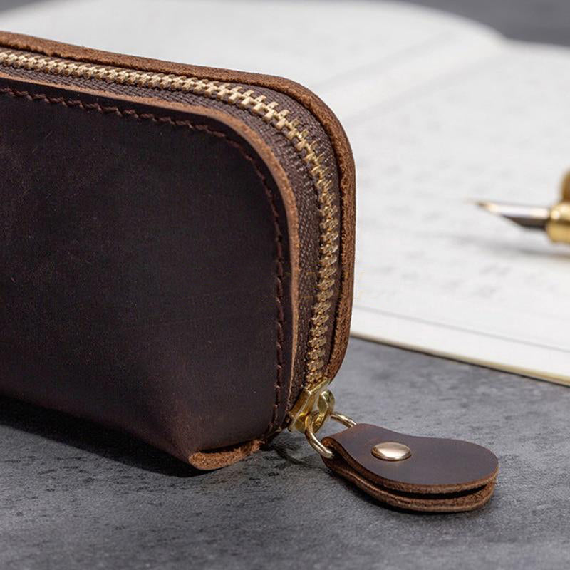 Ethically Crafted Sustainable Leather / Eyob Pencil Case / Brown / Genuine Full Grain Leather / Parker Clay / Certified B Corp