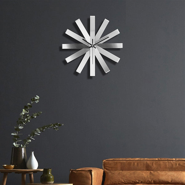 Mid Century Modern  Stainless Steel Asterisk Wall Clock - 30cm - Black, Gold, Silver