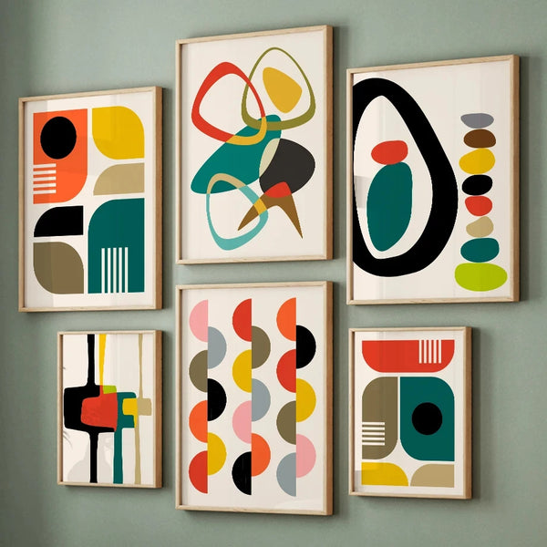 Abstract Colourful Graphic Mid Century Modern Art Prints