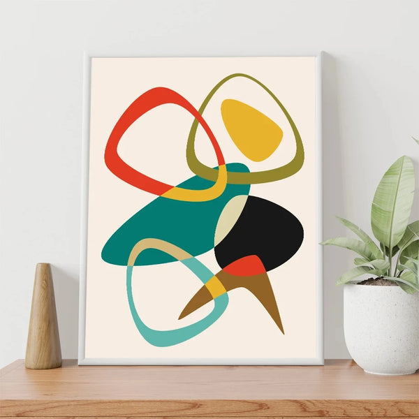 Abstract Colourful Graphic Mid Century Modern Art Prints