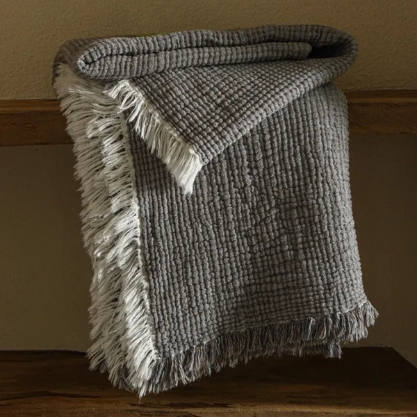 Bianche Neutral Colour Tassel Cotton Linen Throws - Medium & Large