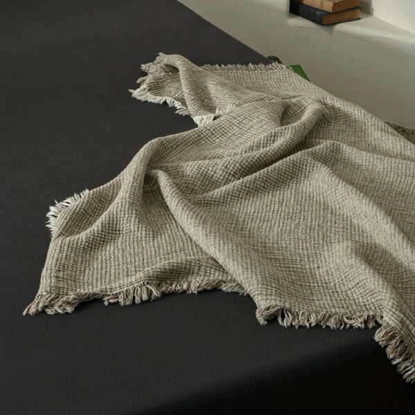 Bianche Neutral Colour Tassel Cotton Linen Throws - Medium & Large