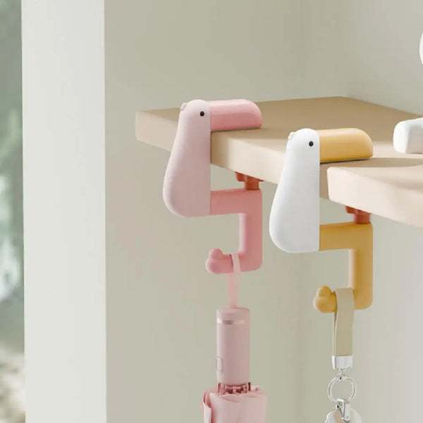 Bird Under Desk Hanger & Shelf Hooks - Flamingo, Gull, Puffin