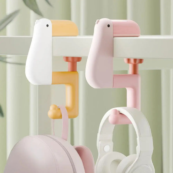 Bird Under Desk Hanger & Shelf Hooks - Flamingo, Gull, Puffin