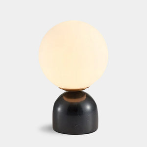 Marble & Frosted Glass Globe Table Lamp - Black, White & Green