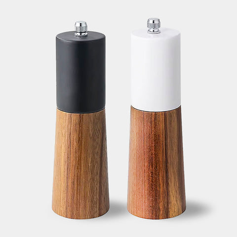 Minimalist Wooden Salt & Pepper Grinders - Black & White