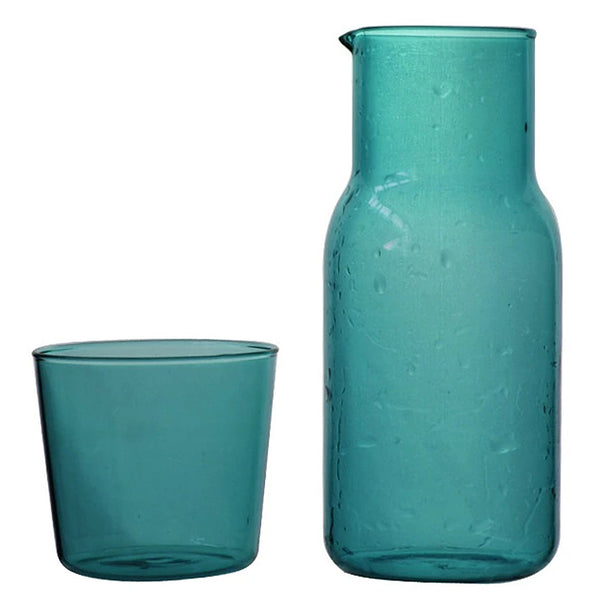 Modern 500ml Glass Carafe & Tumbler -Green, Orange, Blue, Grey