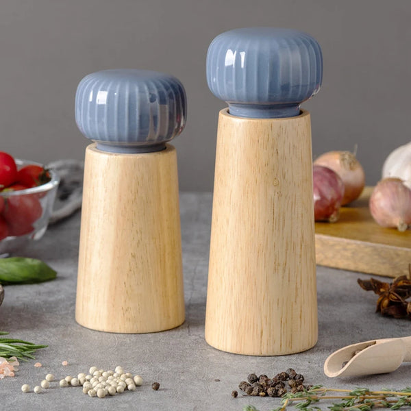 Ceramic Salt & Pepper Grinders - Blue & White - Small & Large