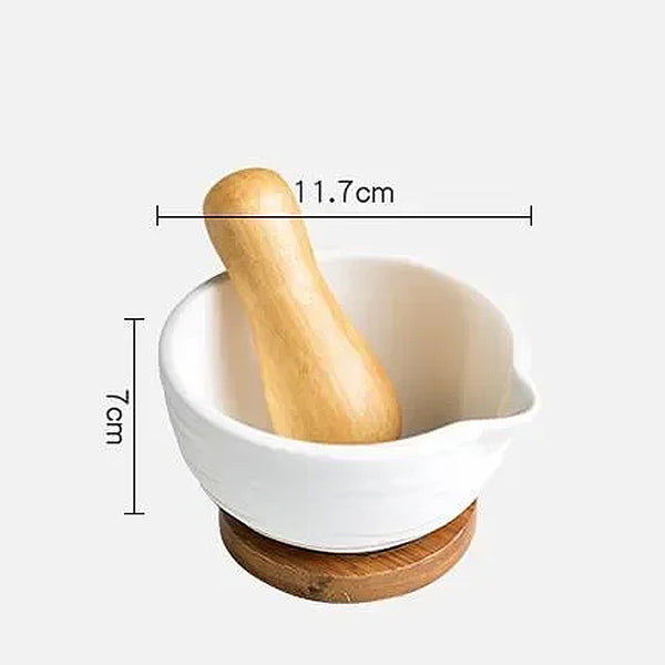 White Ceramic & Wood Pestle & Mortars - Small & Large