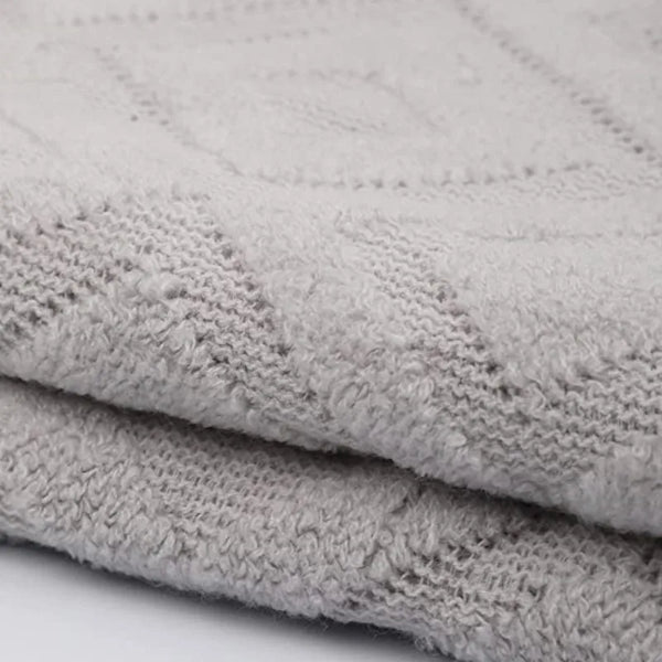 Neutral Colour Diamond Tassel Soft Throws - Grey, Caramel, Beige - Small & Large