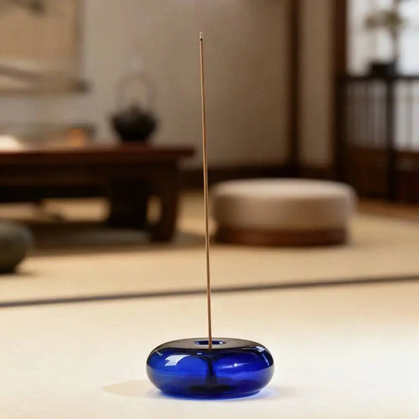 Colour Glass Incense Holders - Orange, Blue, Grey & Clear