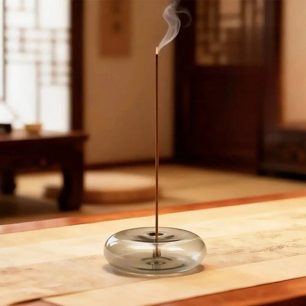 Colour Glass Incense Holders - Orange, Blue, Grey & Clear