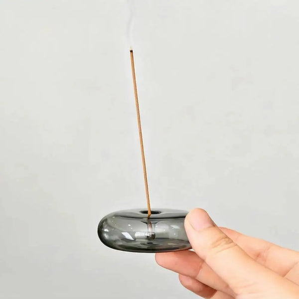 Colour Glass Incense Holders - Orange, Blue, Grey & Clear