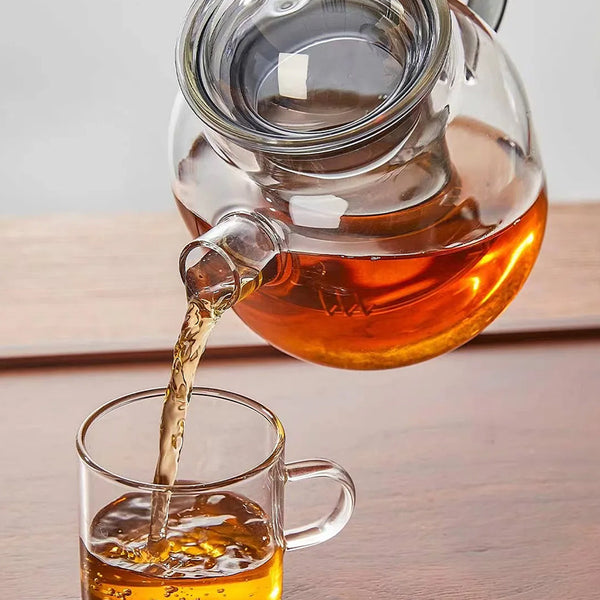 Contemporary Clear & Grey Glass Teapot - 680ml
