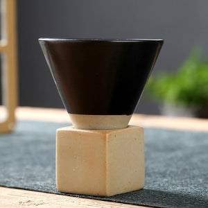 Contemporary Minimalist Stoneware Cone Coffee Cups - 200ml - Black, Beige, Blue, Pink