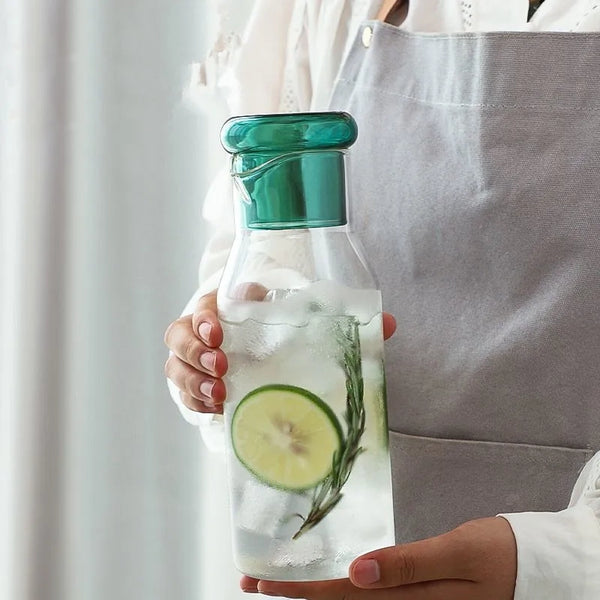 Glass Bottle Carafe Set - 850ml - Blue, Green, Yellow & Grey