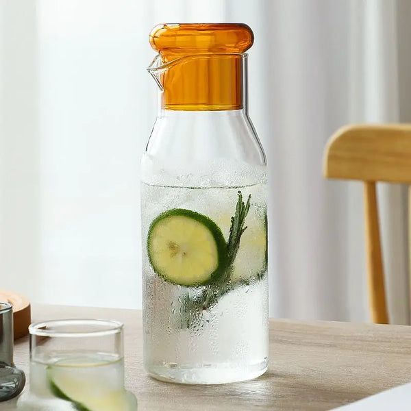Glass Bottle Carafe Set - 850ml - Blue, Green, Yellow & Grey