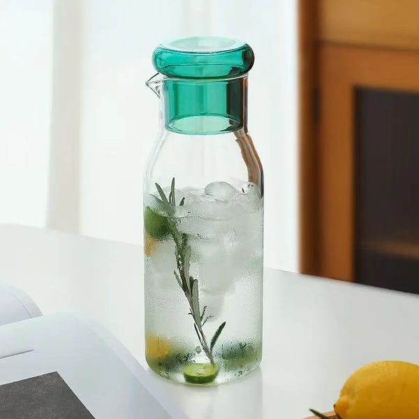 Glass Bottle Carafe Set - 850ml - Blue, Green, Yellow & Grey