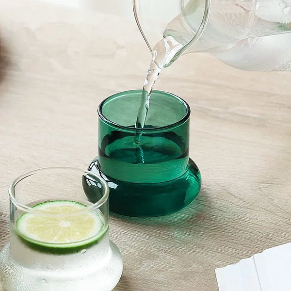 Glass Bottle Carafe Set - 850ml - Blue, Green, Yellow & Grey