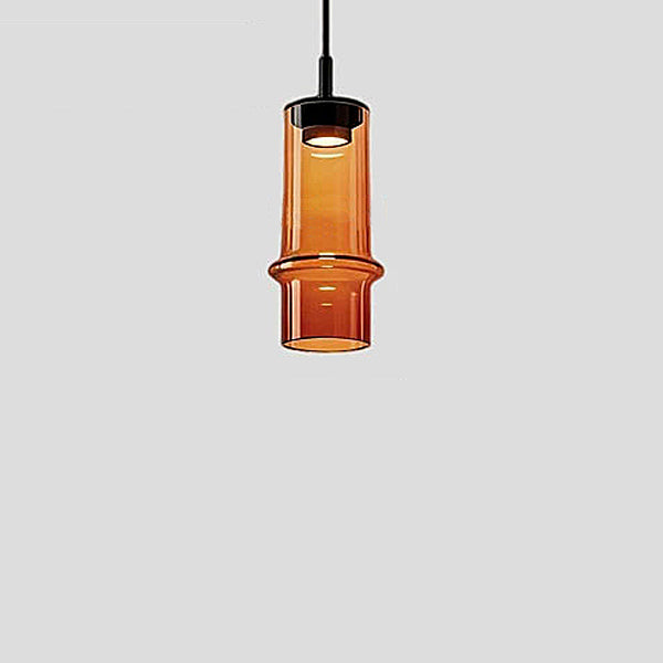 Glass Tube Pendant Lights - Orange & Grey - Small, Medium & Large