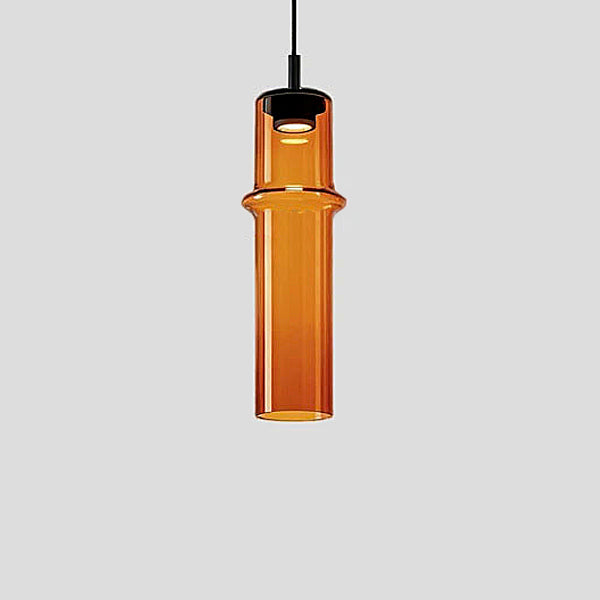 Glass Tube Pendant Lights - Orange & Grey - Small, Medium & Large