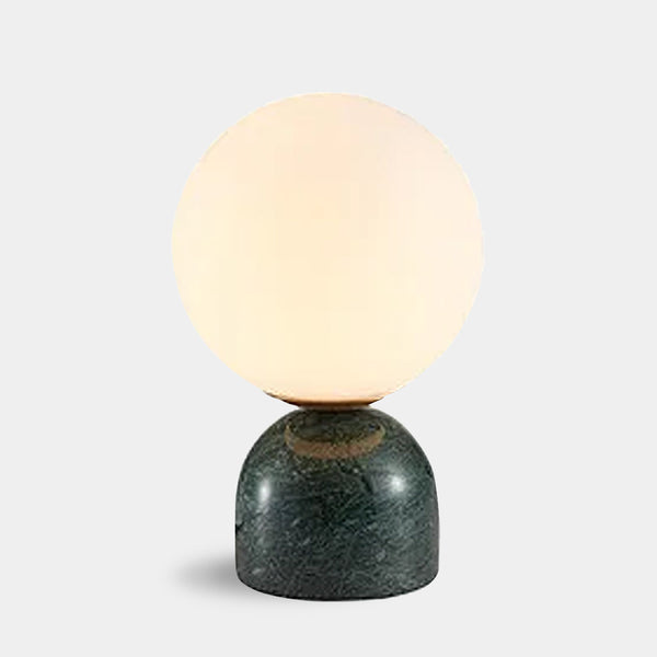 Marble & Frosted Glass Globe Table Lamp - Black, White & Green