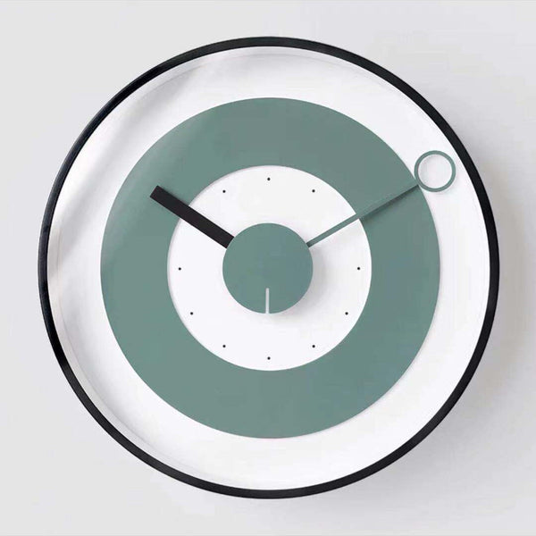 Contemporary Glass & Metal Target Wall Clock - 30cm - Grey, Beige, Green, Blue