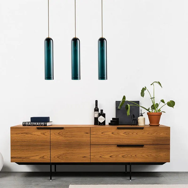 Modern Minimalist Glass Tube Pendant Lights - Green & White