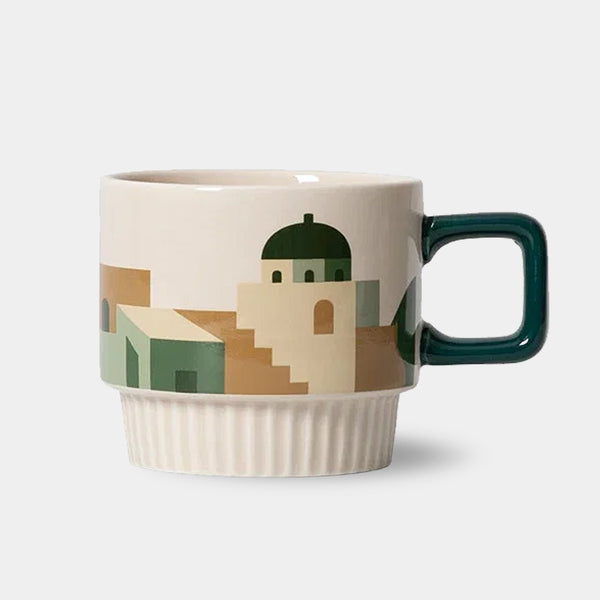 Arizona Ceramic Mugs - 3 Desert / Americana Designs - Cactus, House & Stairs