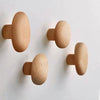 4 Piece Irregular Wooden Hook Set - Walnut & Beech