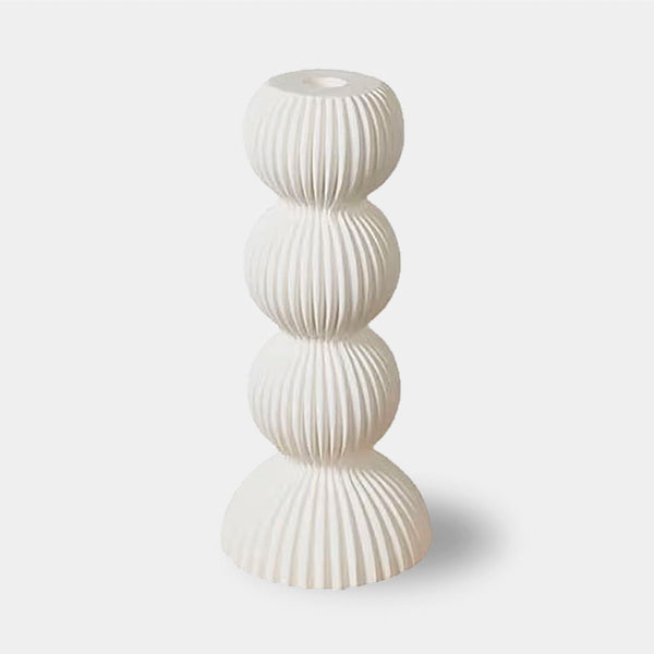 Matte Ceramic Ribbed Candle Holders - Black & White - Small & Large