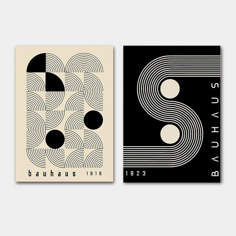 Mid Century Modern Bauhaus Black & White Exhibition Art Prints