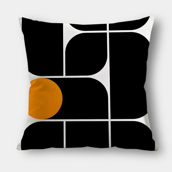 Mid Century Modern Black and Orange Spot Cushion - 35cm, 40cm, 50cm