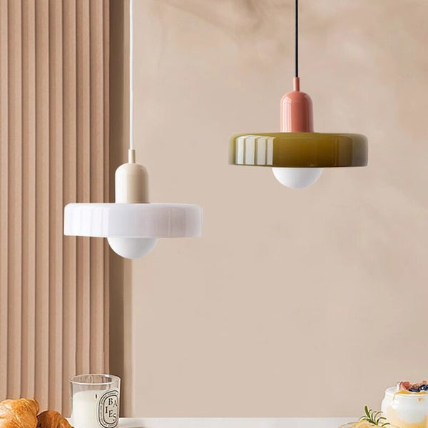 Mid Century Modern Contrast Colour Glass Pendant Lights - 12 Colours