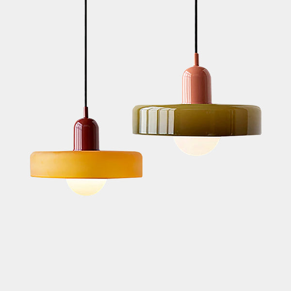 Mid Century Modern Contrast Colour Glass Pendant Lights - 12 Colours