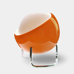 Mid Century Modern Glass Ball Orange & White Table Lamp