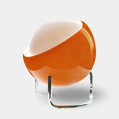 Mid Century Modern Glass Ball Orange & White Table Lamp
